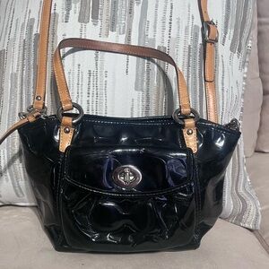 COACH-F14729 Black Patent Leather crossbody/shoulder Handbag